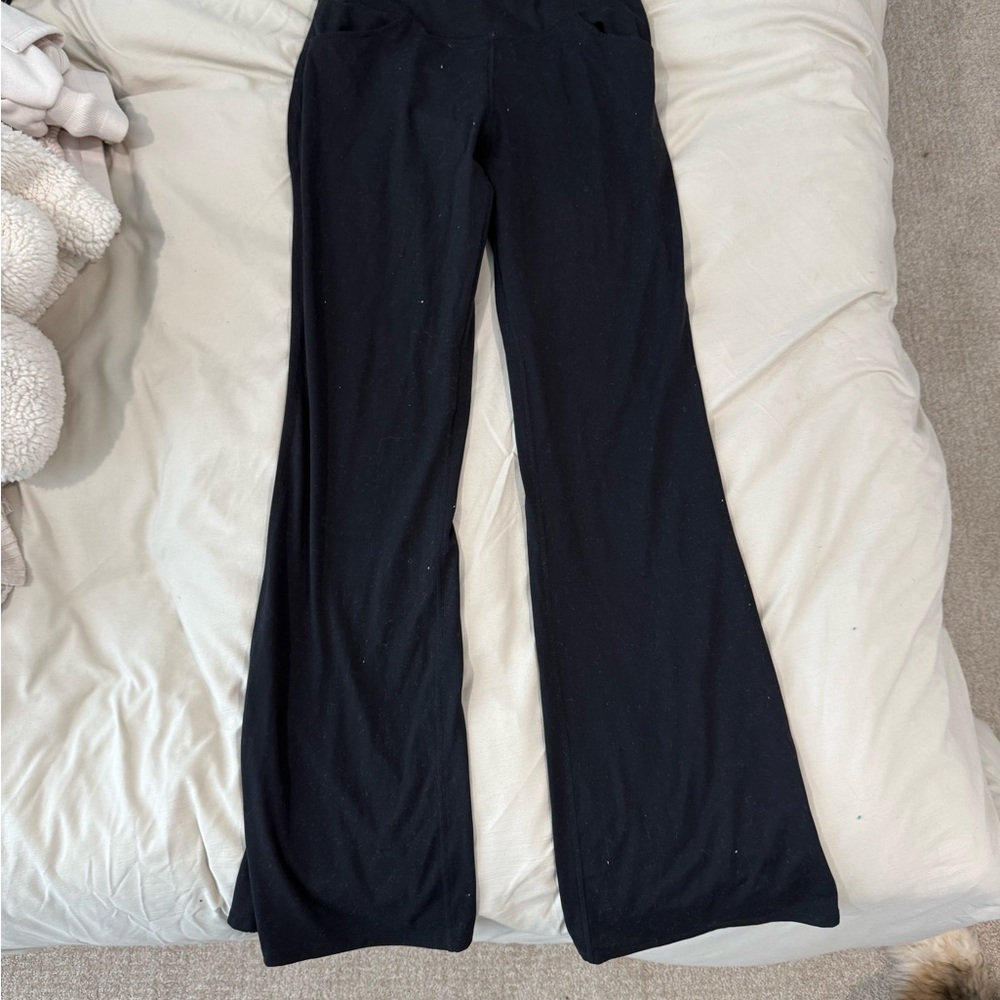 Cross- waist Black Flared Pants